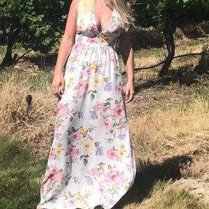 Flowery spring time halter dress